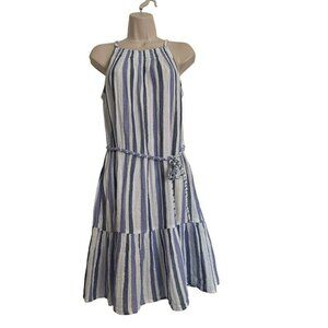 Beachlunchlounge Cez Smocked Blue Mesh Size XS US 4 Cotton Dress NEW